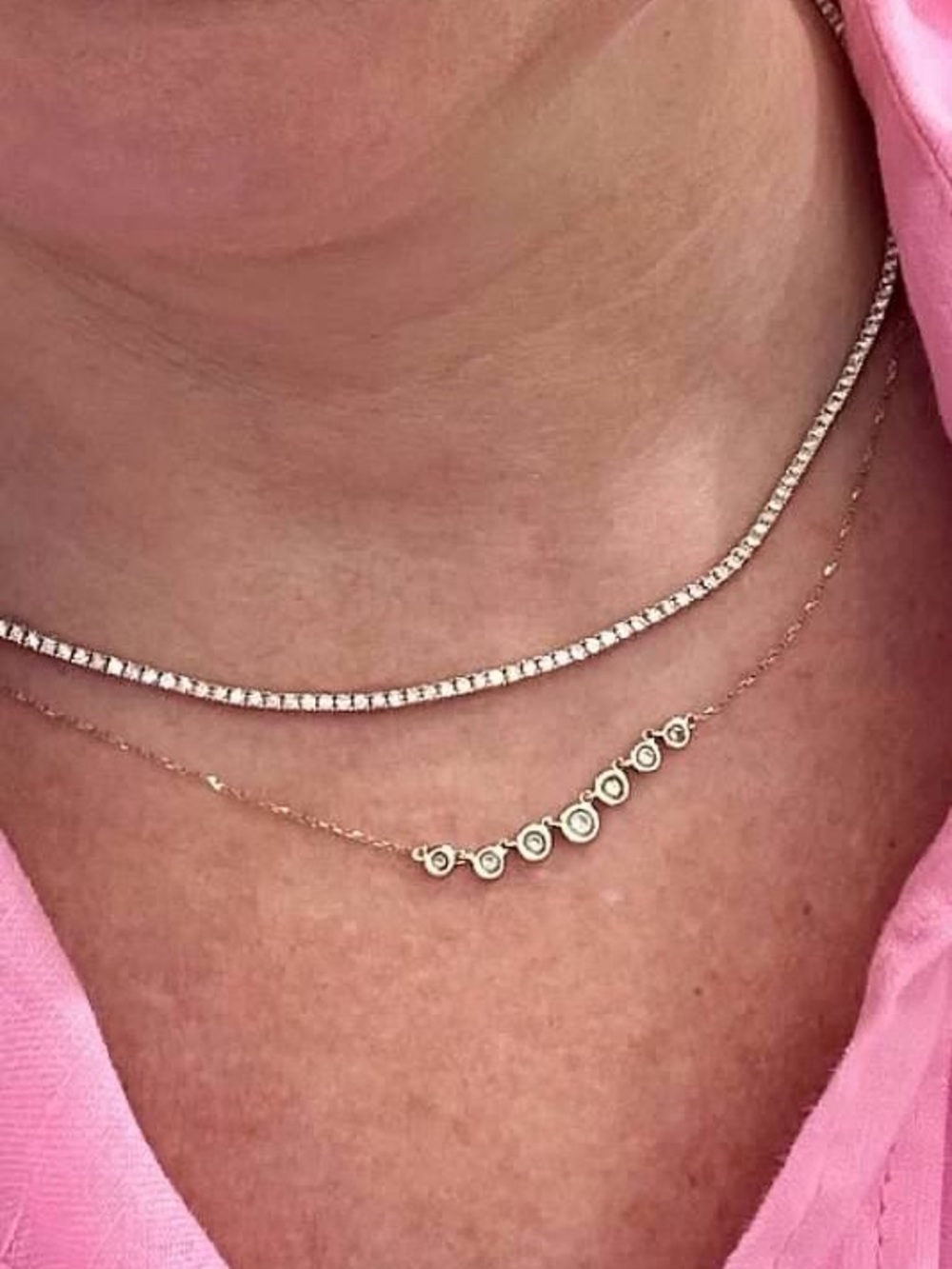 Gold Diamond Tennis Chain Necklace - Women Jewelry